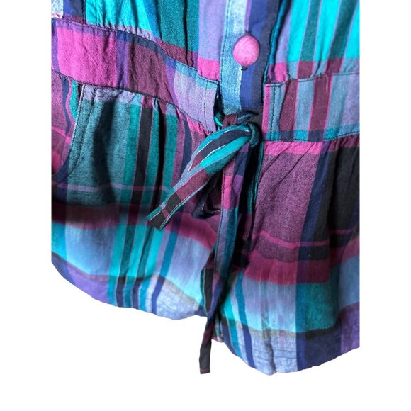 Confess Womens Medium Plaid Cotton Romper With Adjustable Straps & Button Closur - Picture 7 of 8